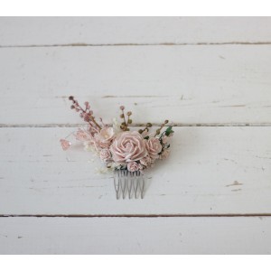 Flower comb in blush pink color scheme. Wedding accessories for hair. Bridal flower comb. Bridesmaid floral comb. 5027-sara