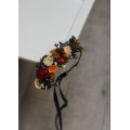 Navy blue ivory burnt orange flower crown. Hair wreath. Flower girl crown. Wedding flowers. 5029