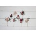 Set of hair pins in blush pink burgundy color scheme. Hair accessories. Flower accessories for wedding. 5028-anna