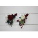 Wedding boutonniere and wrist corsage in burgundy navy blue white color scheme. Flower accessories. 5024