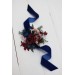 Wedding Boutonniers & Wrist Corsage in Burgundy, Navy Blue & Blush Pink | Faux Flower Accessories