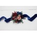 Wedding Boutonniers & Wrist Corsage in Burgundy, Navy Blue & Blush Pink | Faux Flower Accessories