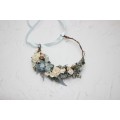 Dusty blue white flower crown. Hair wreath. Flower girl crown. Wedding flowers.5031