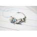 Dusty blue white flower crown. Hair wreath. Flower girl crown. Wedding flowers.5031
