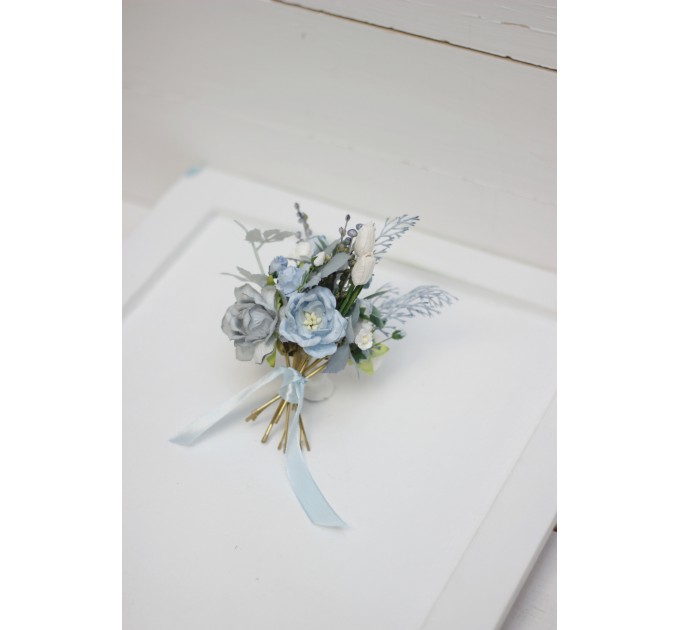  Set of 7 hair pins in dusty blue color scheme. Hair accessories. Flower accessories for wedding.  5033