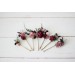  Set of 8 hair pins in burgundy dusty rose black color scheme. Hair accessories. Flower accessories for wedding.  MONA