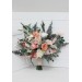Wedding bouquets in blush pink white peach colors. Bridal bouquet. Faux bouquet. Bridesmaid bouquet. 5035
