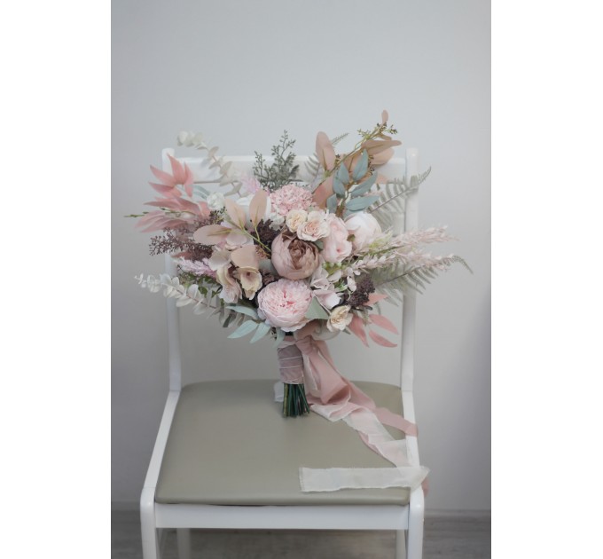 Wedding Bouquets in Beige & Blush Pink | Faux Bridal & Bridesmaid Bouquets
