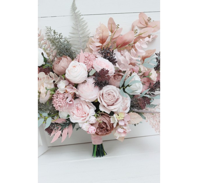 Wedding Bouquets in Beige & Blush Pink | Faux Bridal & Bridesmaid Bouquets