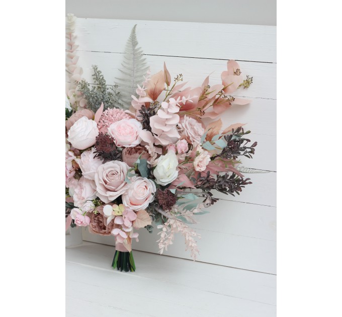 Wedding Bouquets in Beige & Blush Pink | Faux Bridal & Bridesmaid Bouquets
