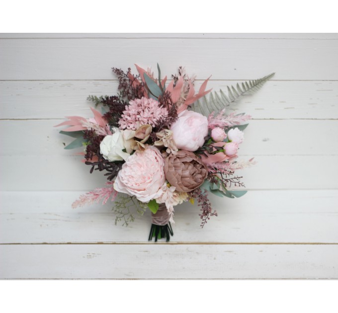 Wedding Bouquets in Beige & Blush Pink | Faux Bridal & Bridesmaid Bouquets