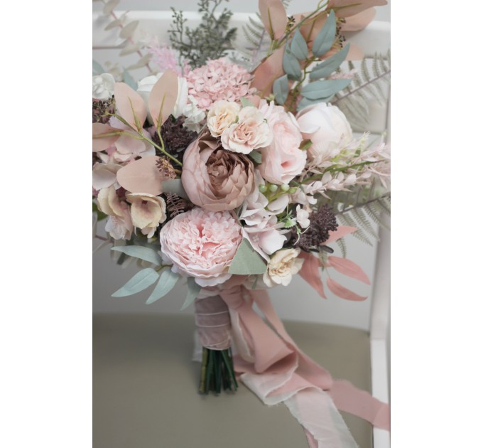 Wedding Bouquets in Beige & Blush Pink | Faux Bridal & Bridesmaid Bouquets