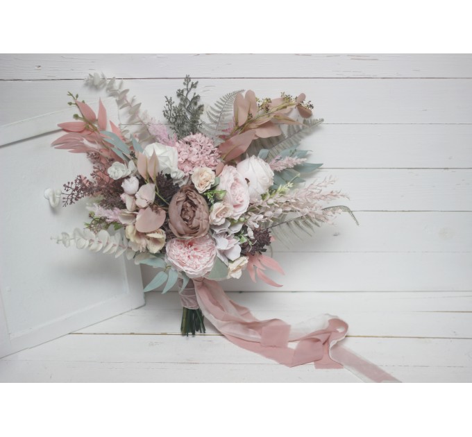 Wedding Bouquets in Beige & Blush Pink | Faux Bridal & Bridesmaid Bouquets