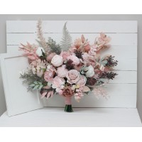 Wedding bouquets in beige blush pink colors. Bridal bouquet. Faux bouquet. Bridesmaid bouquet. 5034