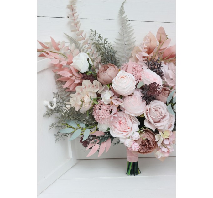 Wedding Bouquets in Beige & Blush Pink | Faux Bridal & Bridesmaid Bouquets
