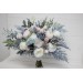 Wedding bouquets in dusty blue pink white colors. Bridal bouquet. Cascading bouquet. Faux bouquet. Bridesmaid bouquet. 5032