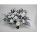 Wedding bouquets in dusty blue pink white colors. Bridal bouquet. Cascading bouquet. Faux bouquet. Bridesmaid bouquet. 5032