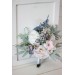 Wedding bouquets in dusty blue pink white colors. Bridal bouquet. Cascading bouquet. Faux bouquet. Bridesmaid bouquet. 5032