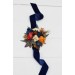  Wedding boutonnieres and wrist corsage  in navy blue ivory burnt orange color scheme. Flower accessories. 5029
