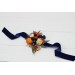  Wedding boutonnieres and wrist corsage  in navy blue ivory burnt orange color scheme. Flower accessories. 5029