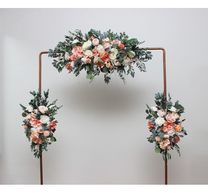  Flower arch arrangement in  blush pink white peach colors.  Arbor flowers. Floral archway. Faux flowers for wedding arch. 5035