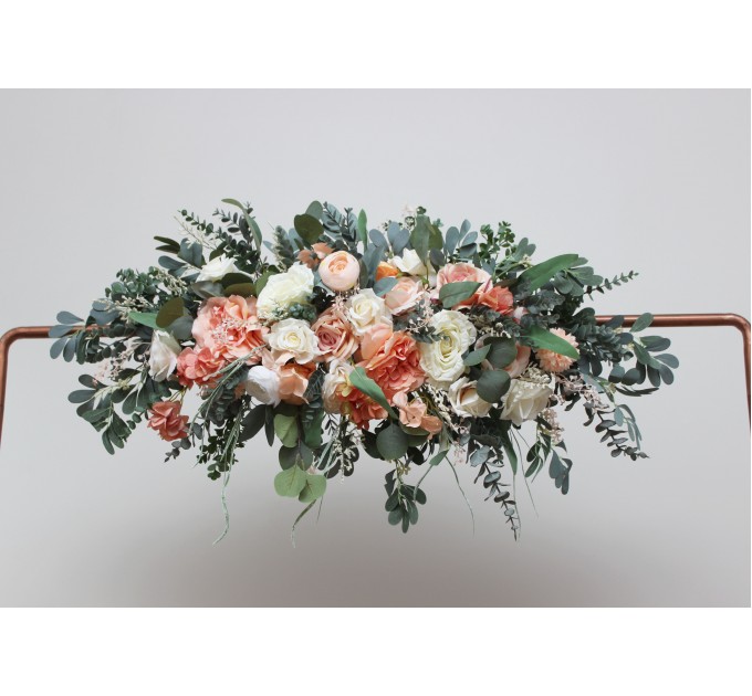  Flower arch arrangement in  blush pink white peach colors.  Arbor flowers. Floral archway. Faux flowers for wedding arch. 5035