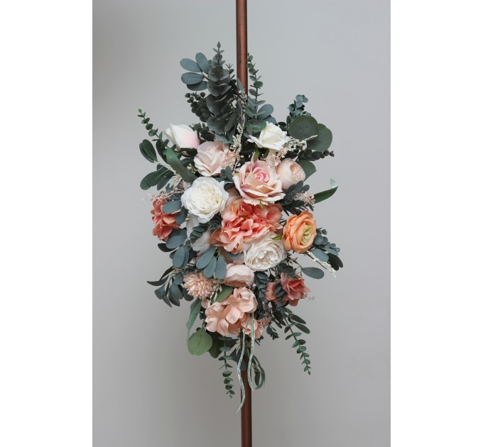  Flower arch arrangement in  blush pink white peach colors.  Arbor flowers. Floral archway. Faux flowers for wedding arch. 5035
