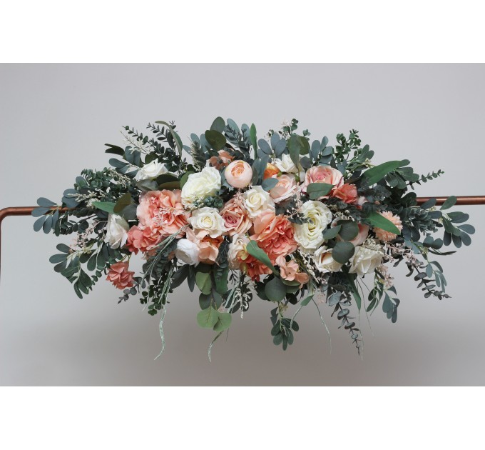  Flower arch arrangement in  blush pink white peach colors.  Arbor flowers. Floral archway. Faux flowers for wedding arch. 5035