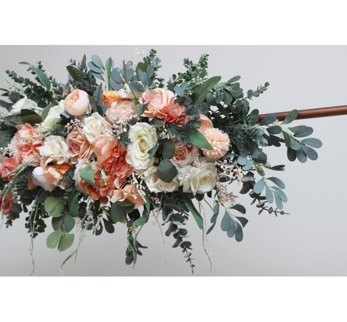  Flower arch arrangement in  blush pink white peach colors.  Arbor flowers. Floral archway. Faux flowers for wedding arch. 5035