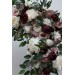 Flower arch arrangement in burgundy dusty rose cream colors. Arbor flowers. Floral archway. Faux flowers for wedding arch. 5037