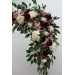 Flower arch arrangement in burgundy dusty rose cream colors. Arbor flowers. Floral archway. Faux flowers for wedding arch. 5037