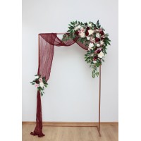  Flower arch arrangement in burgundy dusty rose cream colors.  Arbor flowers. Floral archway. Faux flowers for wedding arch. 5037