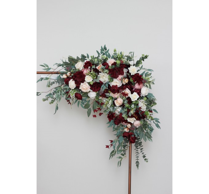  Flower arch arrangement in burgundy pink ivory colors.  Arbor flowers. Floral archway. Faux flowers for wedding arch. 5036