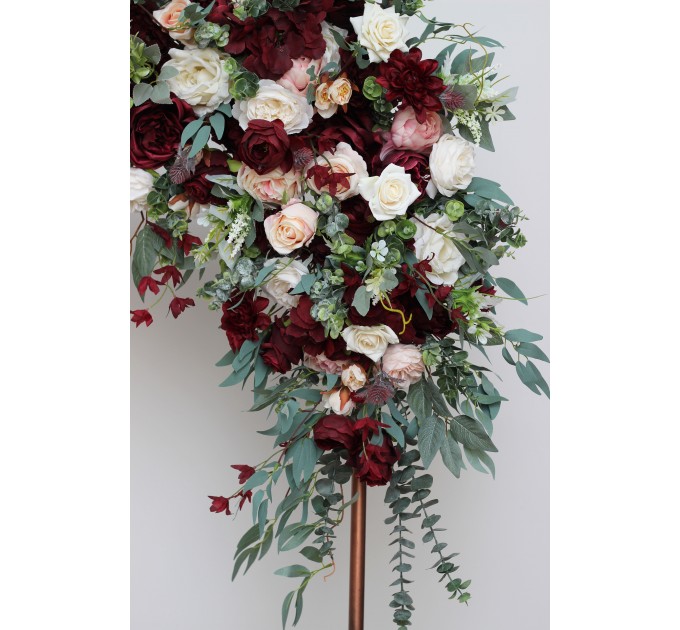  Flower arch arrangement in burgundy pink ivory colors.  Arbor flowers. Floral archway. Faux flowers for wedding arch. 5036