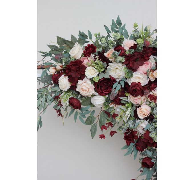  Flower arch arrangement in burgundy pink ivory colors.  Arbor flowers. Floral archway. Faux flowers for wedding arch. 5036