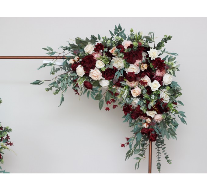  Flower arch arrangement in burgundy pink ivory colors.  Arbor flowers. Floral archway. Faux flowers for wedding arch. 5036