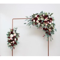  Flower arch arrangement in burgundy pink ivory colors.  Arbor flowers. Floral archway. Faux flowers for wedding arch. 5036