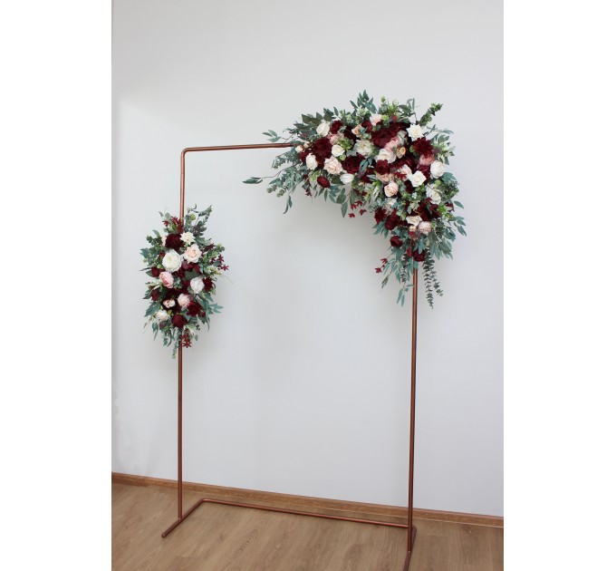  Flower arch arrangement in burgundy pink ivory colors.  Arbor flowers. Floral archway. Faux flowers for wedding arch. 5036