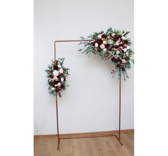  Flower arch arrangement in burgundy pink ivory colors.  Arbor flowers. Floral archway. Faux flowers for wedding arch. 5036