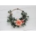 Flower hoop blush pink white peach colors. Alternative bridesmaid bouquet. 5035