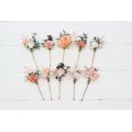 Set of hair pins in blush pink white peach color scheme. Hair accessories. Flower accessories for wedding. 5035