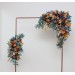 Flower Arch Arrangement in Dark Teal, Rust & Ivory | Faux Navy Blue & Orange Wedding Arch Flowers