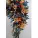 Flower Arch Arrangement in Dark Teal, Rust & Ivory | Faux Navy Blue & Orange Wedding Arch Flowers