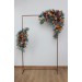 Flower Arch Arrangement in Dark Teal, Rust & Ivory | Faux Navy Blue & Orange Wedding Arch Flowers
