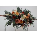 Flower arch  arrangement in rust burgundy orange colors. Arbor flowers. Floral archway. Faux flowers for wedding. 0035