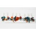 Set of 8 hair pins in teal rust blue orange color scheme. Hair accessories. Flower accessories for wedding. 0034