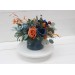 Teal rust ivory  centerpiece. Table decor. Flowers in box. 0034