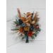 Wedding bouquets in dark teal rust ivory colors. Navy blue orange flowers.Bridal bouquet.Cascading bouquet. Faux bouquet. Bridesmaid bouquet. 0034