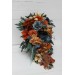 Wedding bouquets in dark teal rust ivory colors. Navy blue orange flowers.Bridal bouquet.Cascading bouquet. Faux bouquet. Bridesmaid bouquet. 0034
