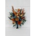 Wedding bouquets in dark teal rust ivory colors. Navy blue orange flowers.Bridal bouquet.Cascading bouquet. Faux bouquet. Bridesmaid bouquet. 0034